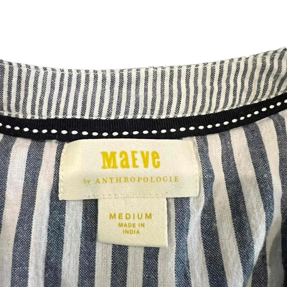Maeve by Anthropologie Blue Zoe Swing Striped Patchwork Tunic Top Women's Medium - Picture 2 of 3
